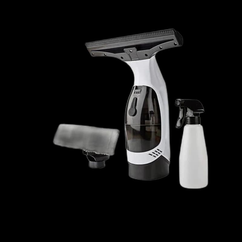 Cordless window vacuum squeegee with spray bottle and detachable dirty-water tank