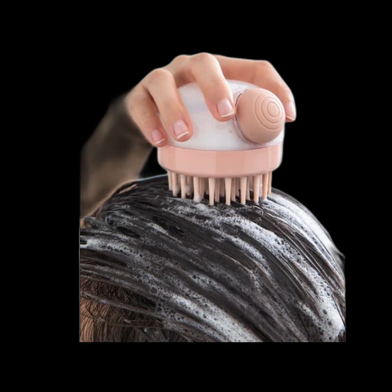 Rotating scalp massage shampoo brush with dispenser